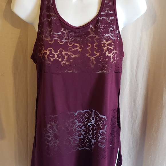 Women's Raspberry Purple Razorback Sheer Tank Top Size XS - Picture 2 of 15
